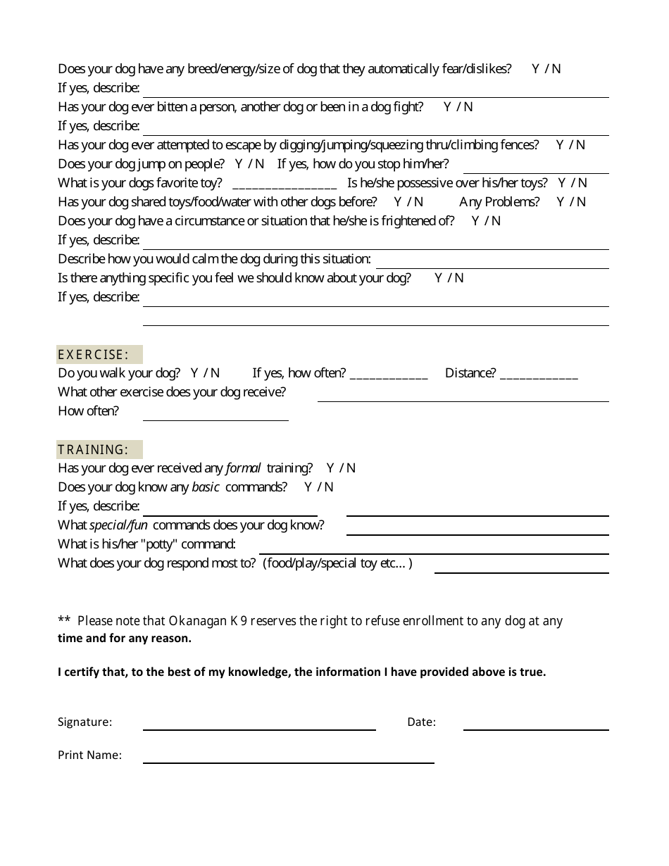 Dog Daycare Application Template - Okagan K9, Page 3