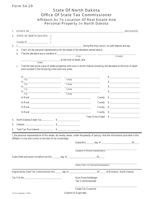 Form 54.29 (24133)  Printable Pdf