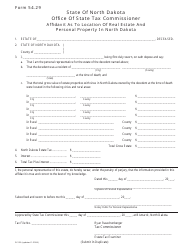 Form 54.29 (24133) Affidavit as to the Location of Real Estate and Personal Property in North Dakota - North Dakota