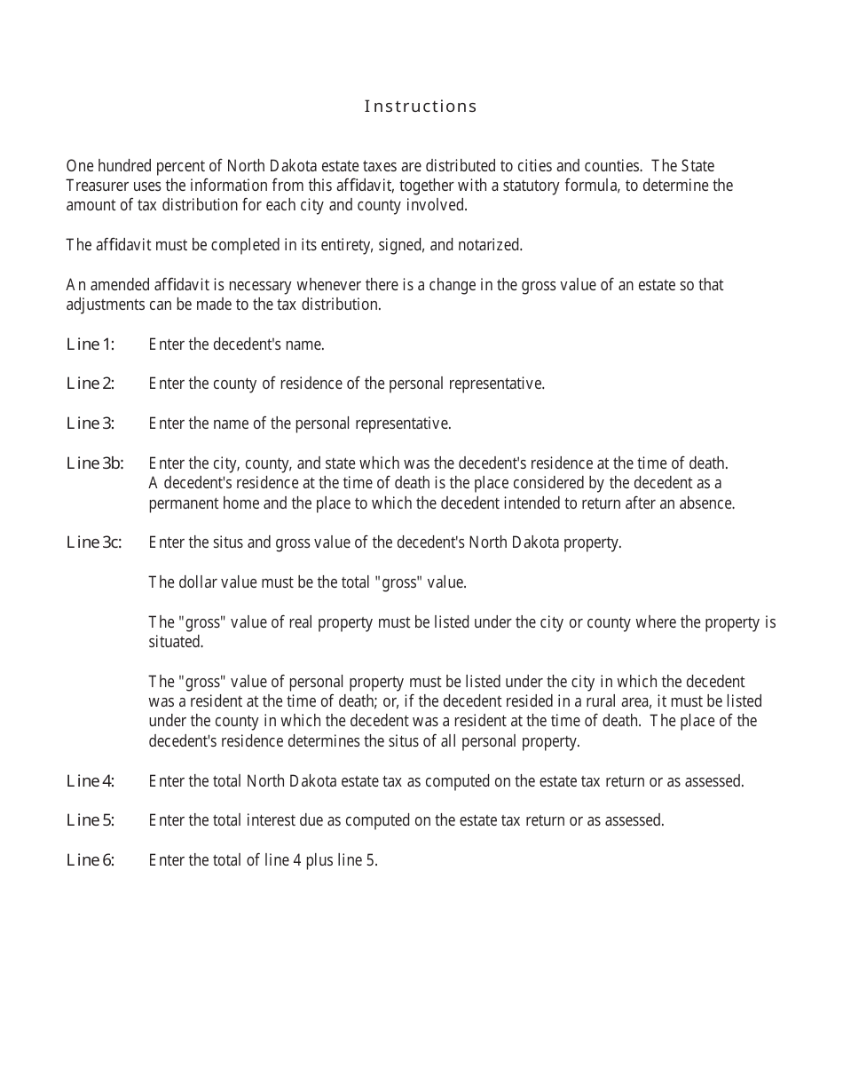 Form 54.29 (24133) Affidavit as to the Location of Real Estate and Personal Property in North Dakota - North Dakota, Page 2
