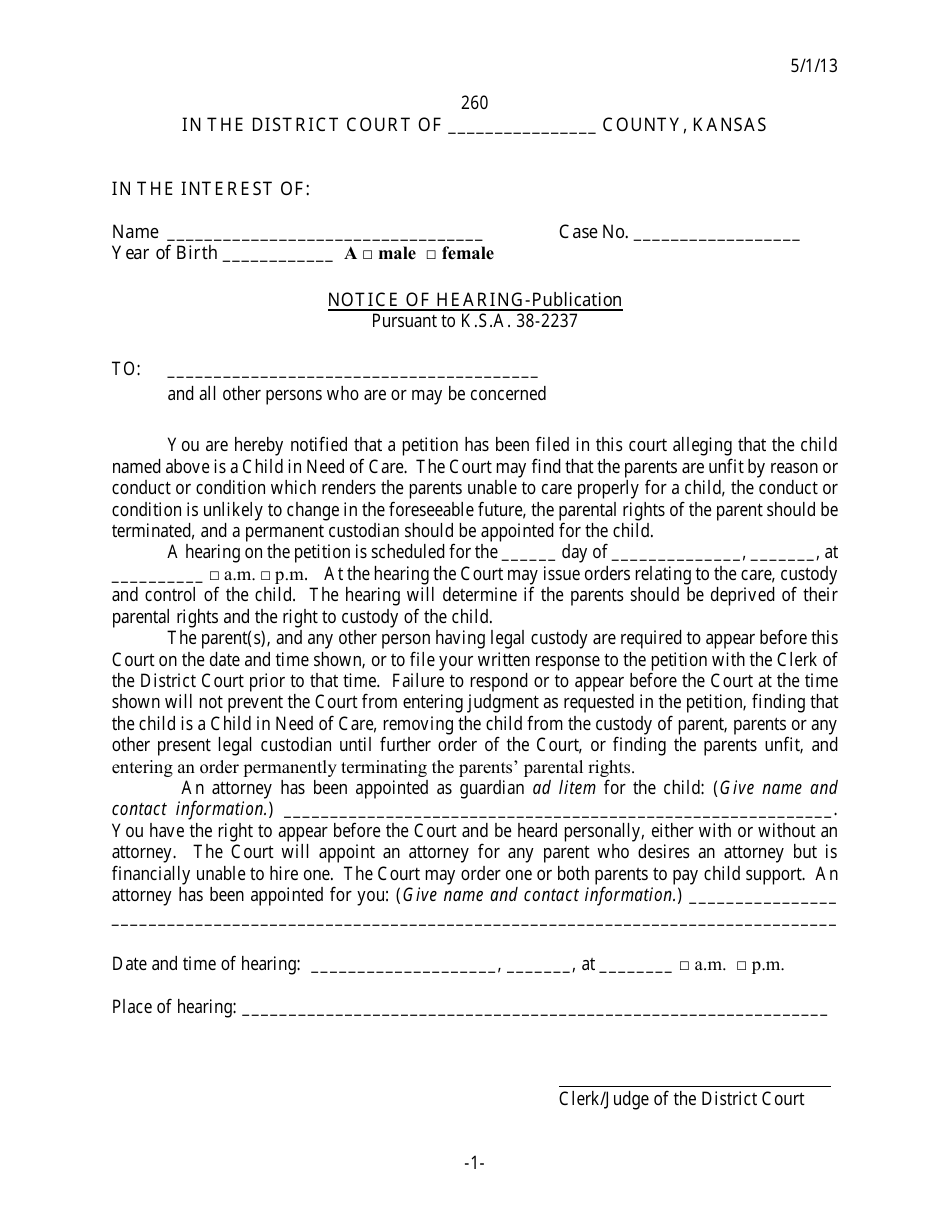 Kansas Notice Of Hearing Publication Fill Out Sign Online And Download Pdf Templateroller 2723