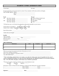 Document preview: Diabetic Condo Admission Form for Pets