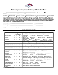 Document preview: Basketball Tryout Evaluation Form - Horse