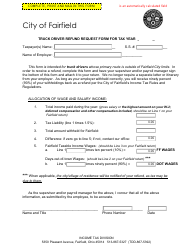 Document preview: Truck Driver Refund Request Form - City of Fairfield, Ohio