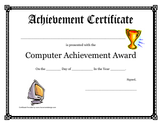 Document preview: Computer Achievement Award Certificate Template