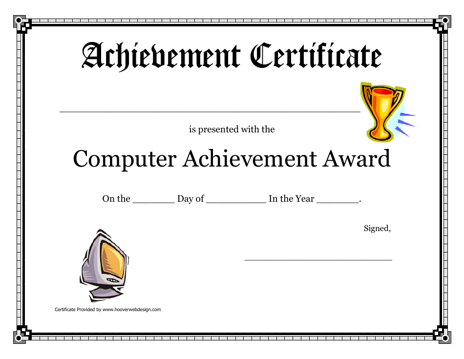 Computer Achievement Award Certificate Template - Preview Image