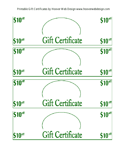 10 Dollars off Gift Certificate Templates