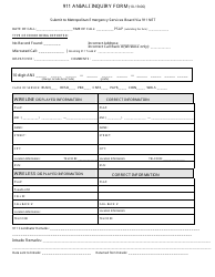 Document preview: 911 Ani/Ali Inquiry Form - Metropolitan Emergency Services Board