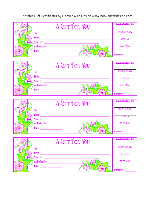 Flowers-themed Gift Certificate Template