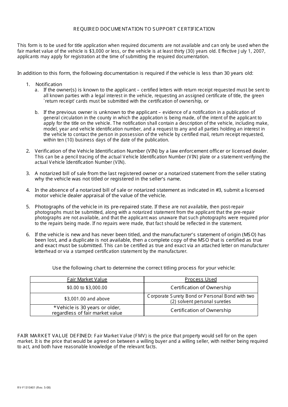 Form RV-F1310401 Certification of Ownership - Tennessee, Page 2