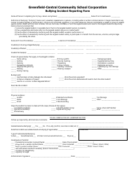 &quot;Bullying Incident Reporting Form - Greenfield-Central Community School Corporation&quot;