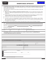 Form 735-516 &quot;Inheritance Affidavit&quot; - Oregon