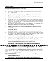 Form LIC995a Family Child Care Home Notification of Parents' Rights - California