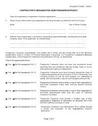 Form 1 Contractor's Organization Questionnaire/Affidavit - Los Angeles County, California, Page 2
