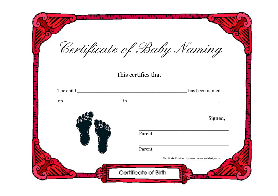 Colorful and Personalized Baby Naming Certificate of Birth Template