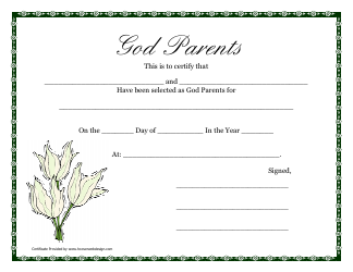 &quot;Flower God Parents Certificate Template&quot;