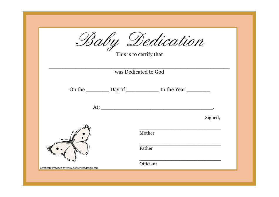 Butterfly Baby Dedication to God Template