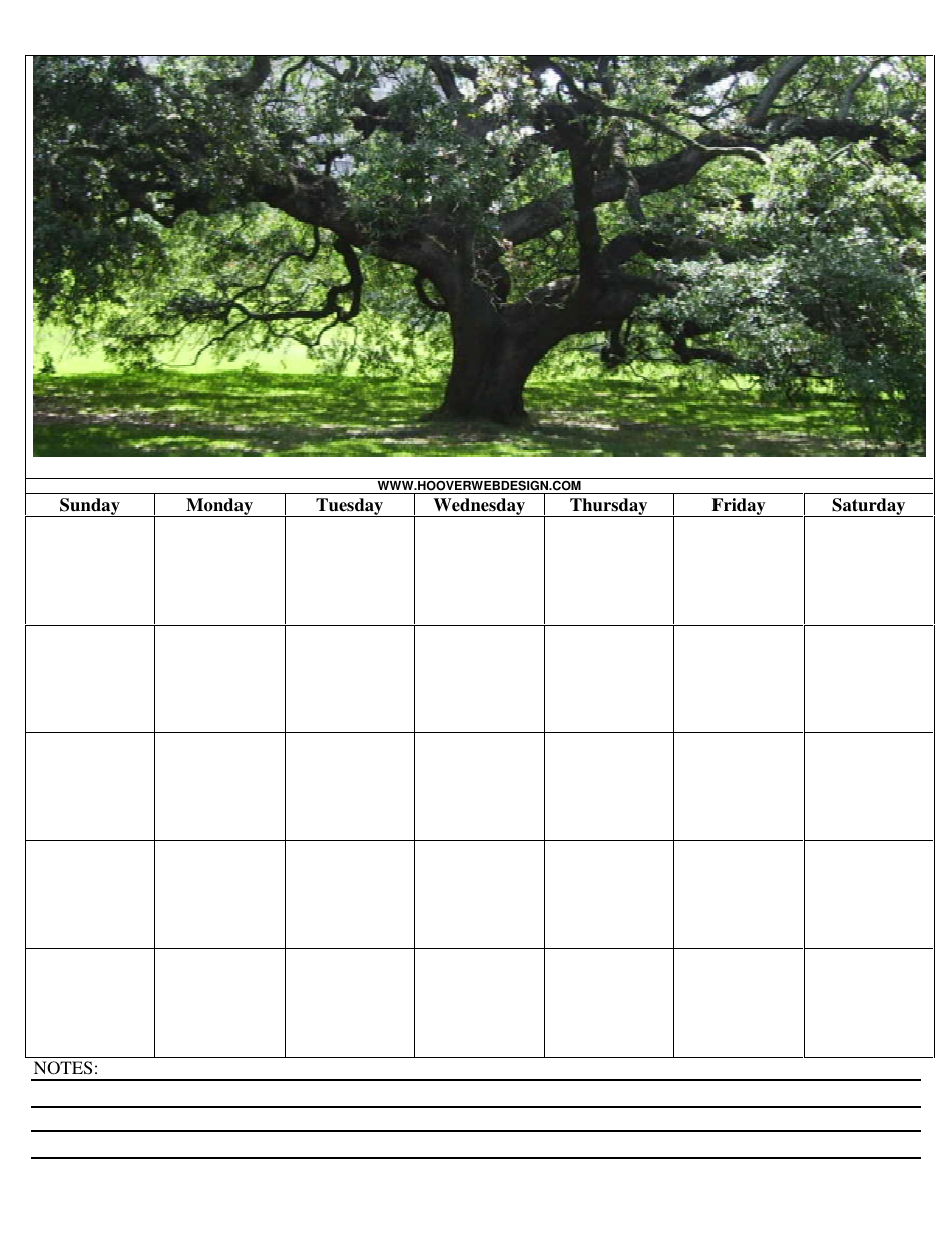 Blooming Tree Calendar Template