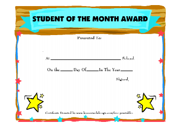 Document preview: Student of the Month Award Template