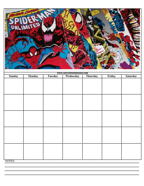 Spider-Man Calendar Template Image Preview