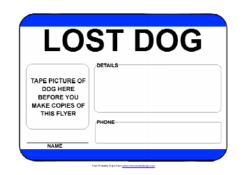 Document preview: Lost Dog Flyer Template