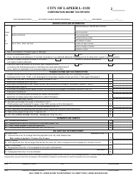 Form L-1120 Corporation Income Tax Return - CITY OF LAPEER, Michigan