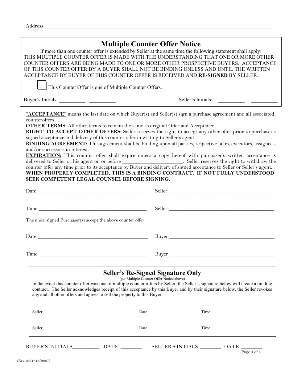 Counter Offer Form, Page 4