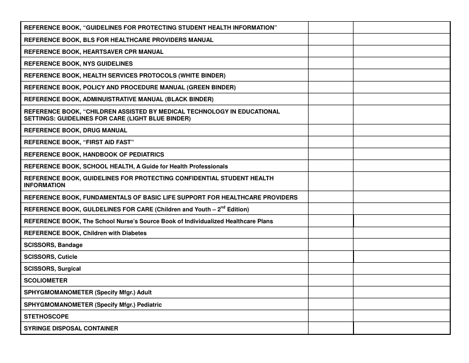 Health Office Inventory Template - Syracuse City School District ...