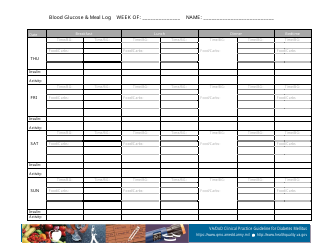 &quot;Weekly Blood Glucose &amp; Meal Log Template&quot;, Page 2