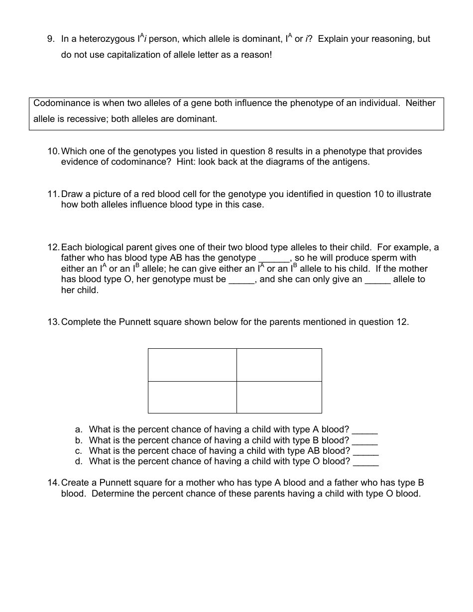 Bikini Bottom: Blood Type Genetics and Codominance Lab Report Template, Page 4