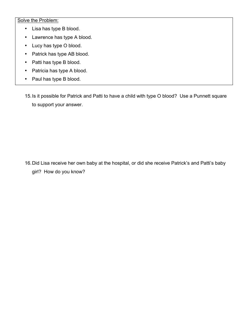 Bikini Bottom: Blood Type Genetics and Codominance Lab Report Template, Page 5