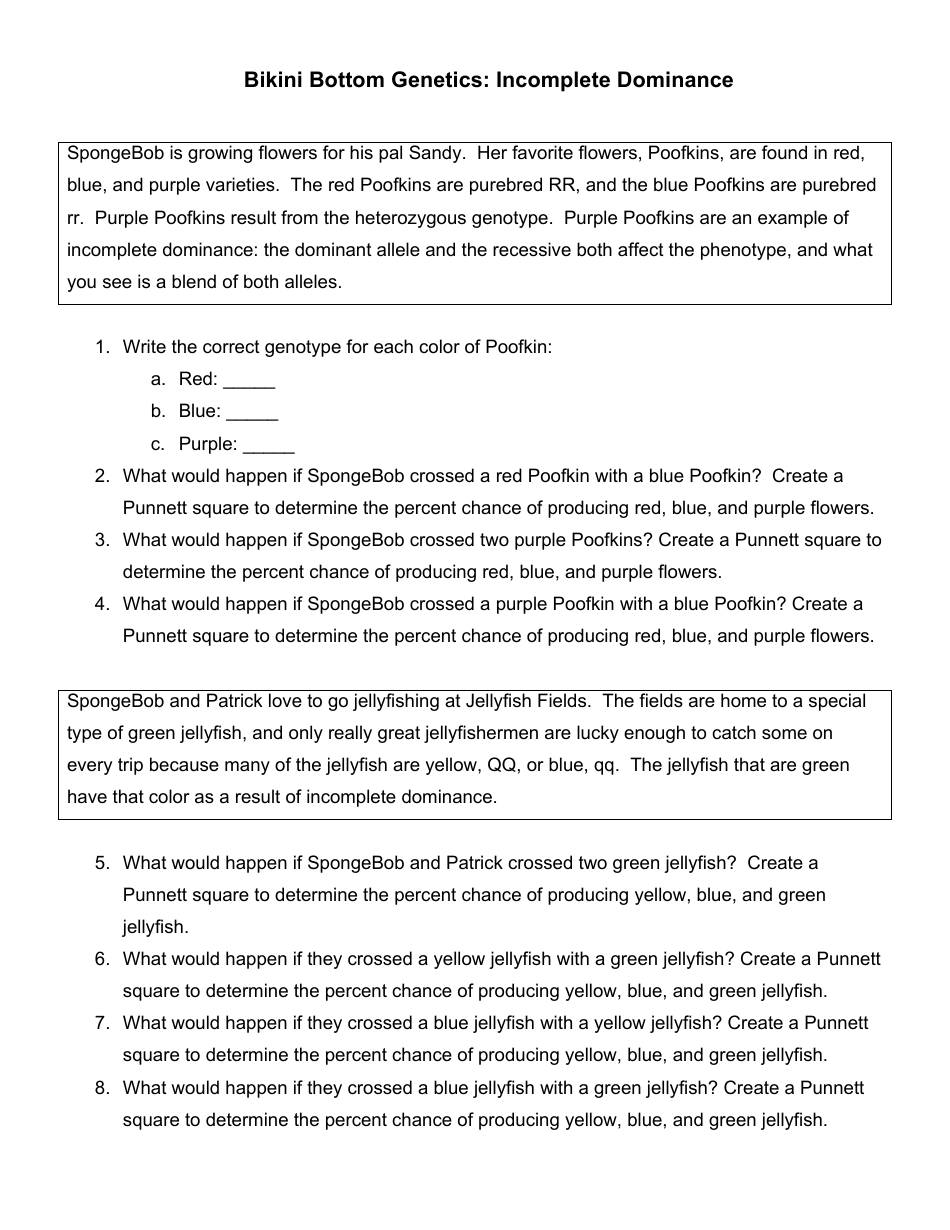 Bikini Bottom: Blood Type Genetics and Codominance Lab Report Template, Page 6