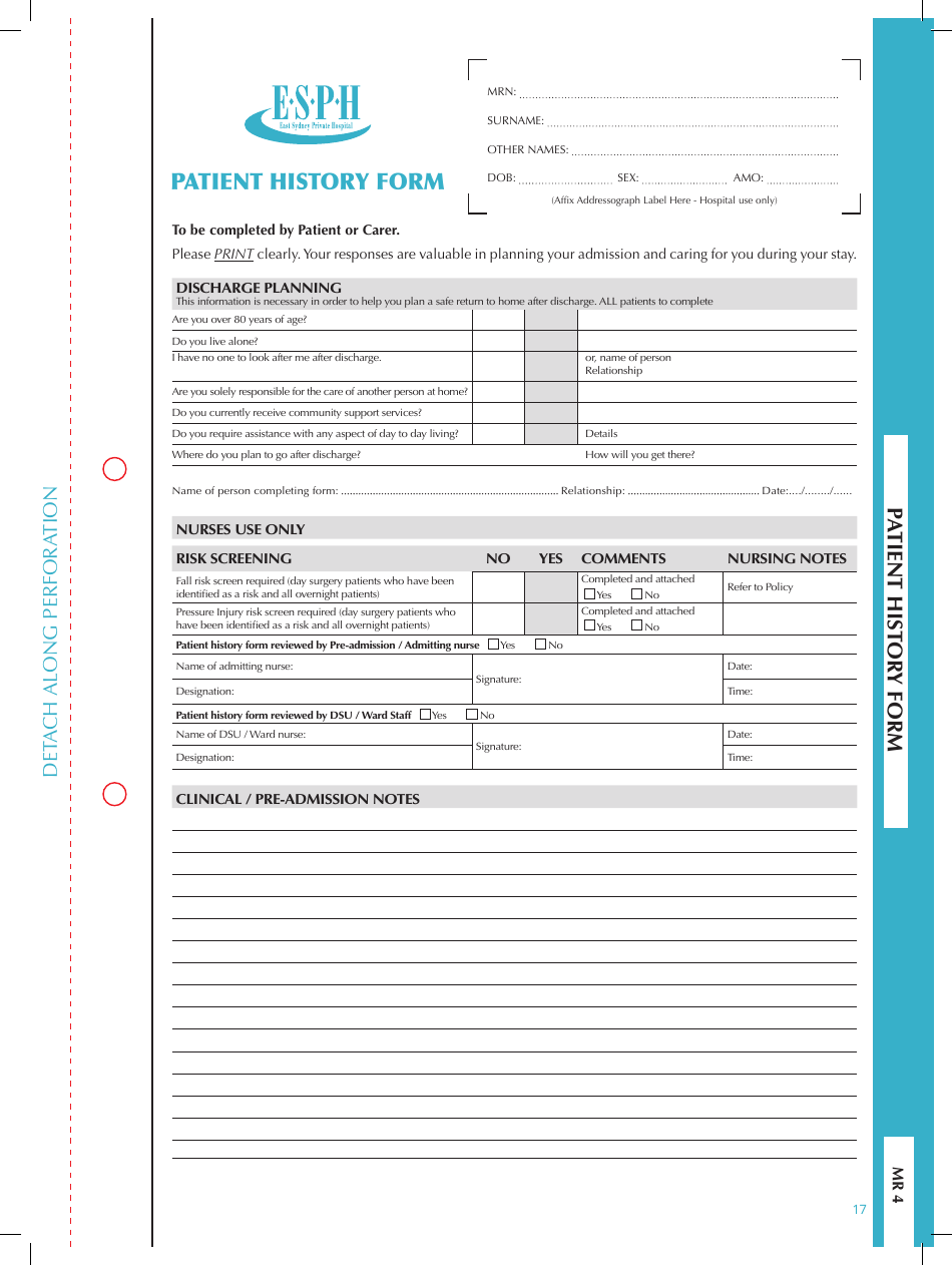 Patient History Form - Esph, Page 3
