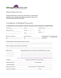 Document preview: Certificate of Medical Necessity Form - Allergy Buyers Club