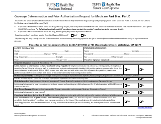 Document preview: Coverage Determination Form and Prior Authorization Request for Medicare Part B VS. Part D - Tufts