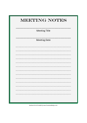 Document preview: Meeting Notes Template - Green