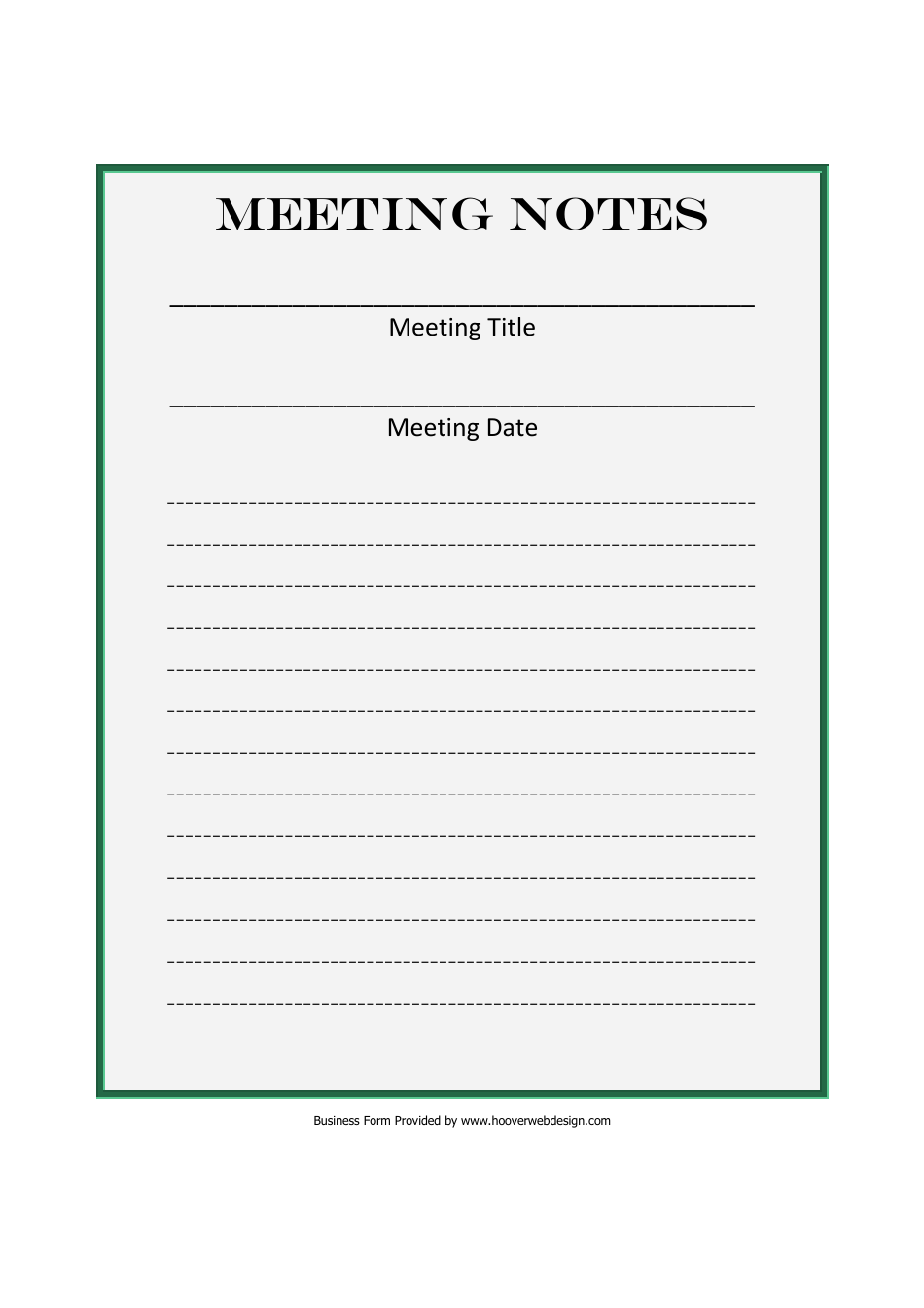 Template For Meeting Notes