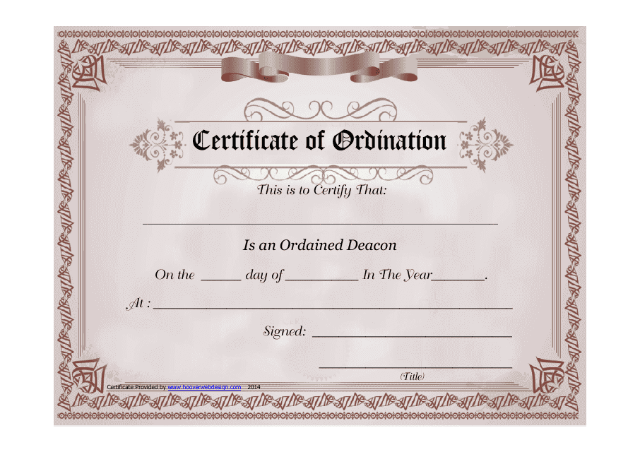 Certificate of Ordination Template - Brown