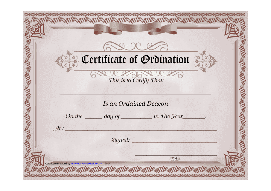 Certificate of Ordination Template - Brown Design