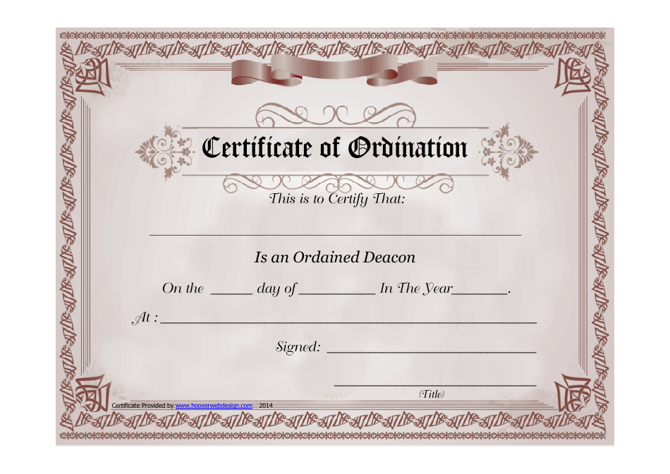 Certificate of Ordination Template - Brown Design