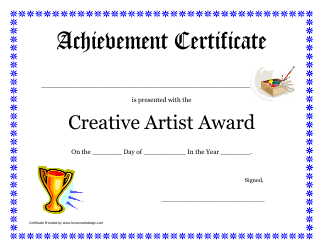 Document preview: Creative Artist Award Certificate Template