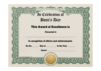 Document preview: Boss's Day Certificate Template