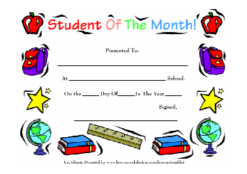 Student of the Month School Award Template