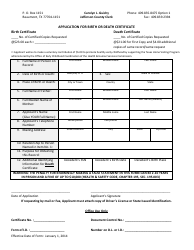 Document preview: Form VS-142.3(A) Application for Birth or Death Certificate - Jefferson County, Texas