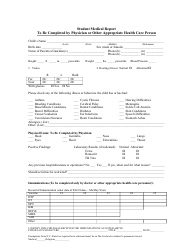 Document preview: Student Medical Report Form - Small Table