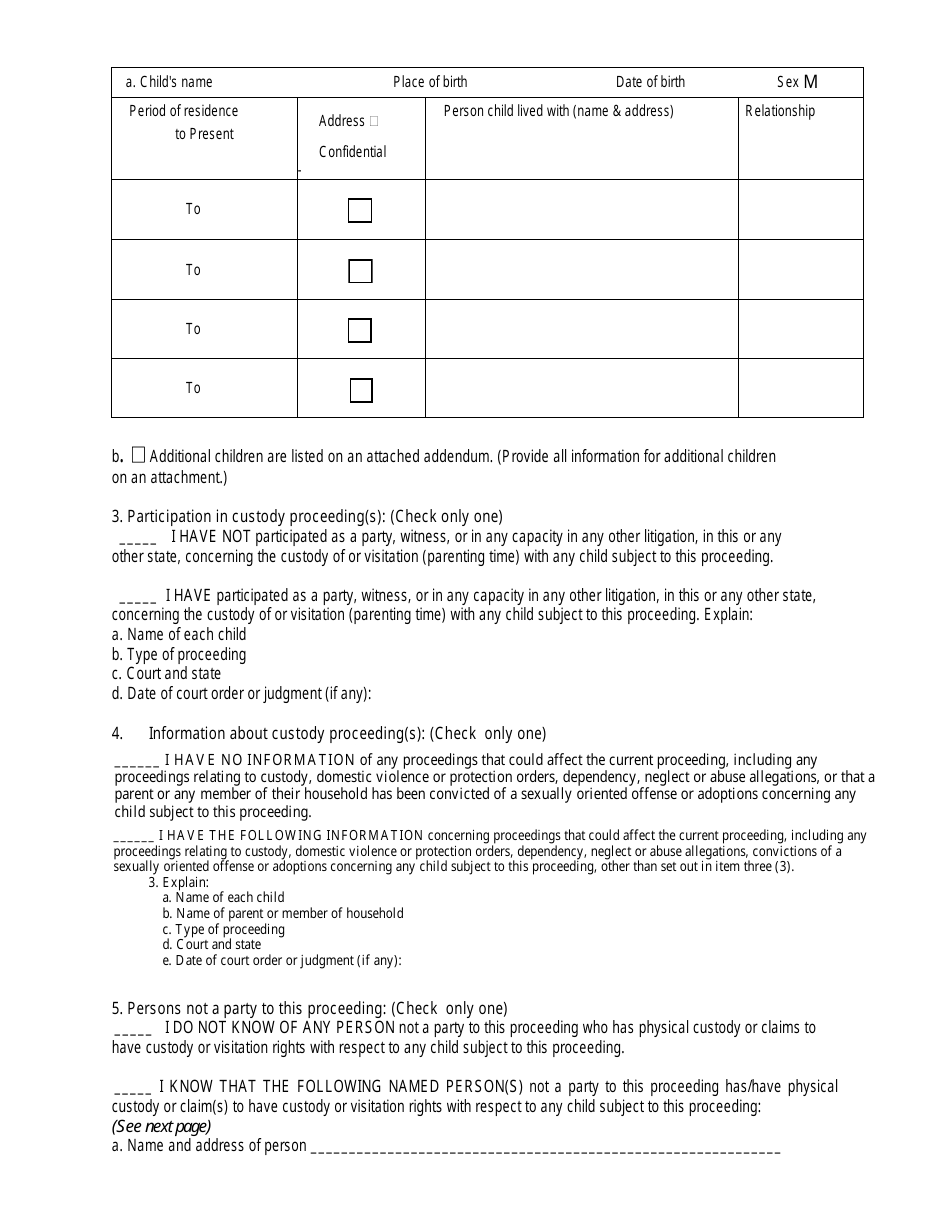 Declaration Under Uniform Child Custody Jurisdiction and Enforcement Act (Uccjea) - Columbiana County, Ohio, Page 2