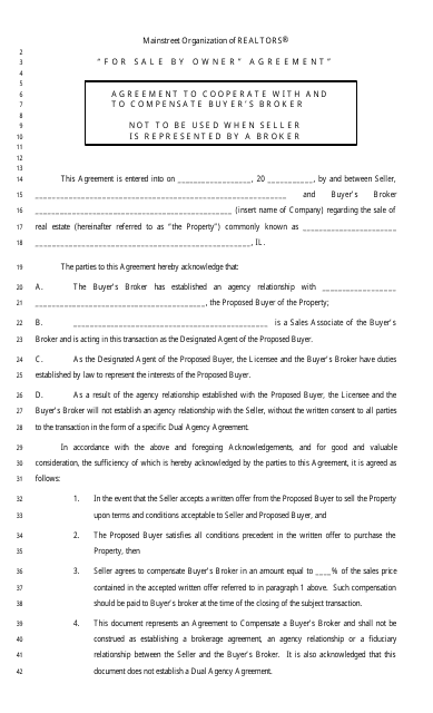 Agreement to Cooperate With and to Compensate Buyer's Broker - Mainstreet Organization of Realtors - Illinois Download Pdf