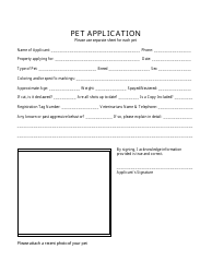 Document preview: Pet Application Form