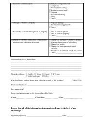 &quot;Bullying/Harassment Incident Report Form&quot; - Oklahoma, Page 2