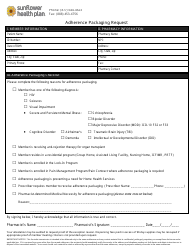 Document preview: Adherence Packaging Request Form - Sunflower Health Plan
